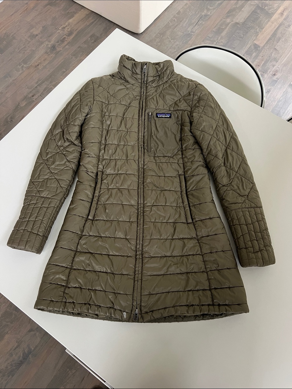 Patagonia radalie parka quilted puffer long jacket warm winter puffy coat green